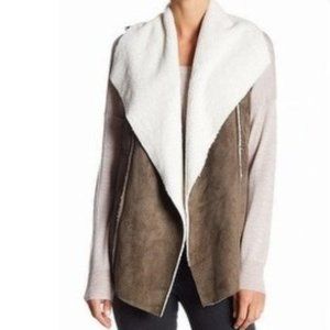 Susina Tan/Grey Ivory Faux Shearling & Suede Vest